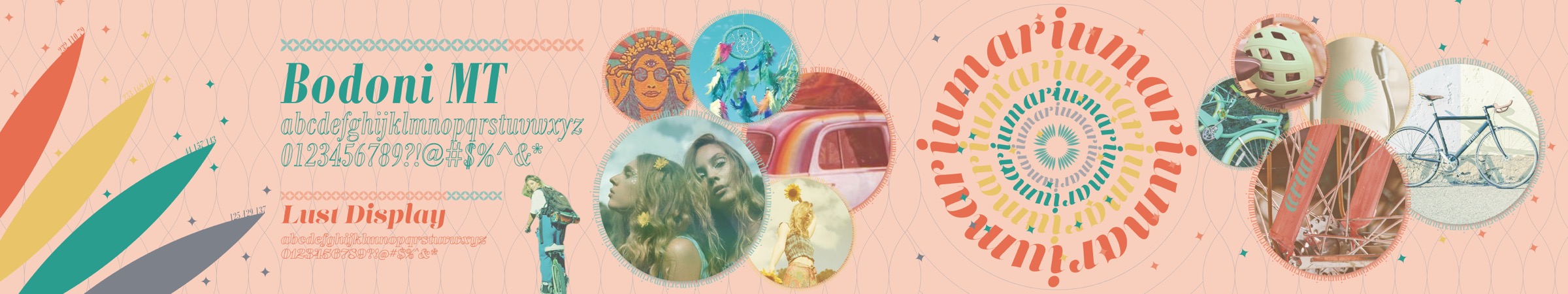 Arium visual identity stylescape showing typography, color, bicycle imagery, and identity concepts