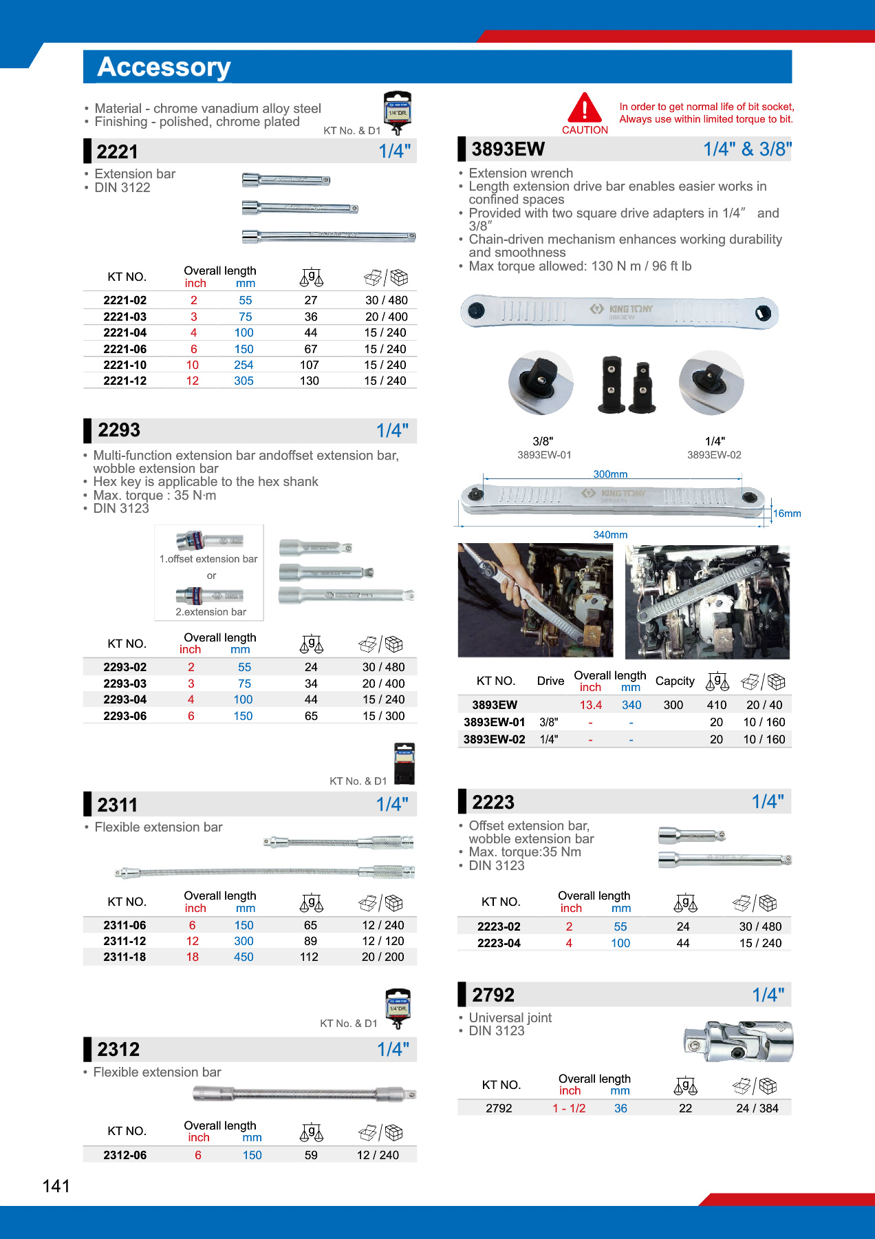 Catalogue page featuring tool chest contents and specifications