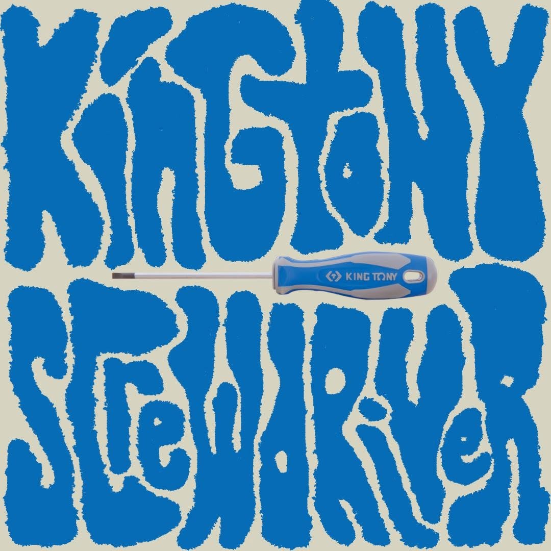 Experimental typographic social post featuring a King Tony screwdriver
