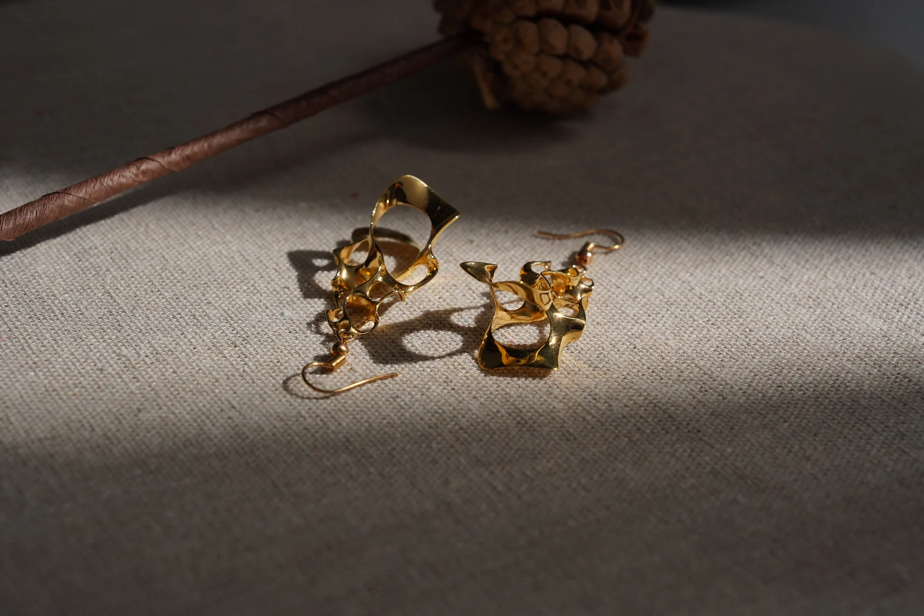 Gold jewelry in natural light