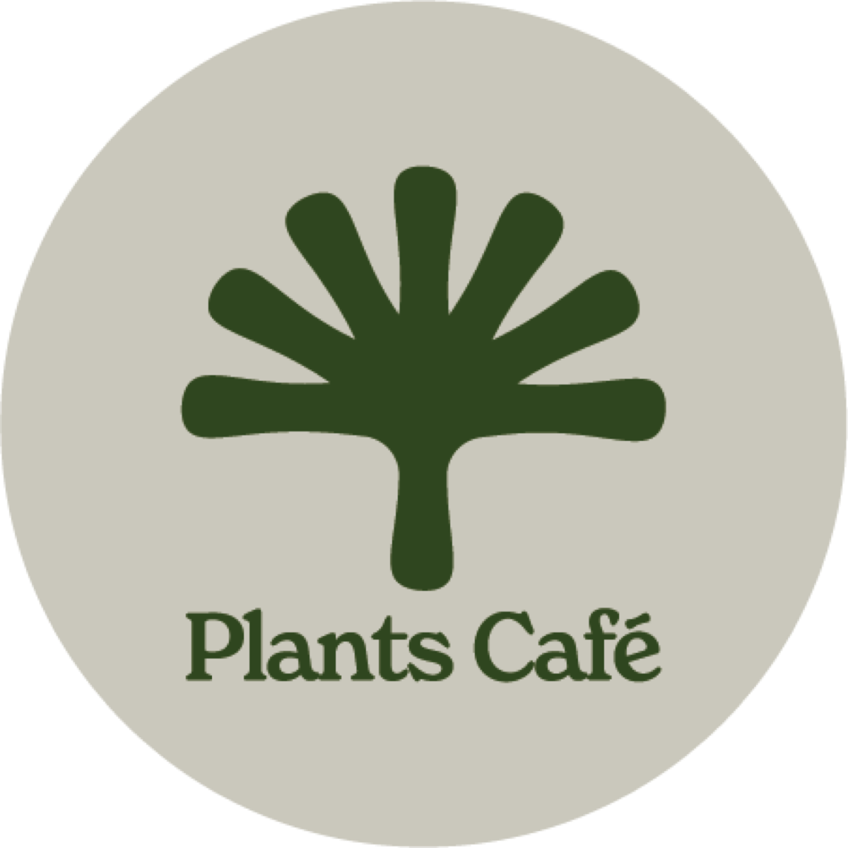 Plants Cafe logomark with English logotype