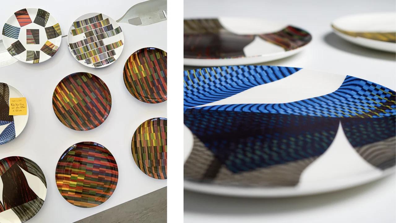 Study of patterned textile plates and material samples